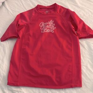 O’Neill Kids Rashguard. Short Sleeve Pink (dark almost red) Size 14 EUC Like new